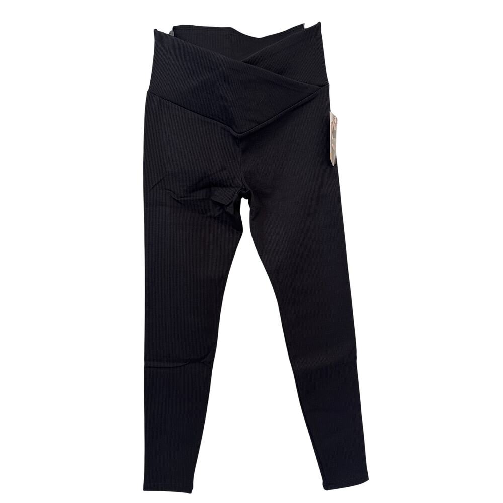 NWT Avia Moisture Wicking Crossover Rib Leggings Black Soot 8/10 Medium